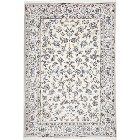 Tappeto Nain Kashmar Persia Floreale Bianco Crema Blu 200x295 Cm