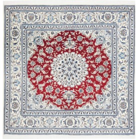 Tappeto Nain Kashmar Persia Floreale Rosso Crema 194x192 Cm