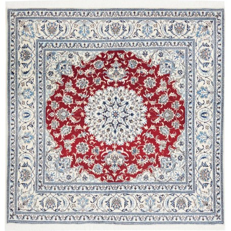 Tappeto Nain Kashmar Persia Floreale Rosso Crema 194x192 Cm