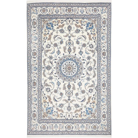 Tappeto Nain Kashmar Persia Floreale Crema Blu 195x306 Cm