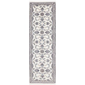 Tappeto Nain Kashmar Persia Floreale Bianco Crema Blu 77x253 Cm