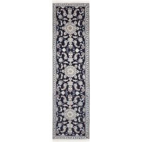 Tappeto Nain Kashmar Persia Floreale Blu Navy Crema 78x300 Cm
