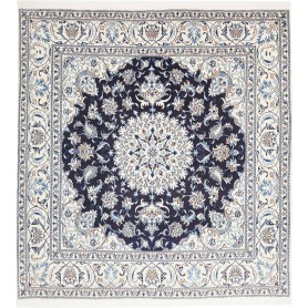 Tappeto Nain Kashmar Persia Floreale Blu Scuro Crema 195x200 Cm
