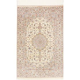 Tappeto Ghom Seta Persia Floreale Crema Rosso 99x150 Cm
