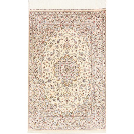 Tappeto Ghom Seta Persia Floreale Crema Rosso 99x150 Cm