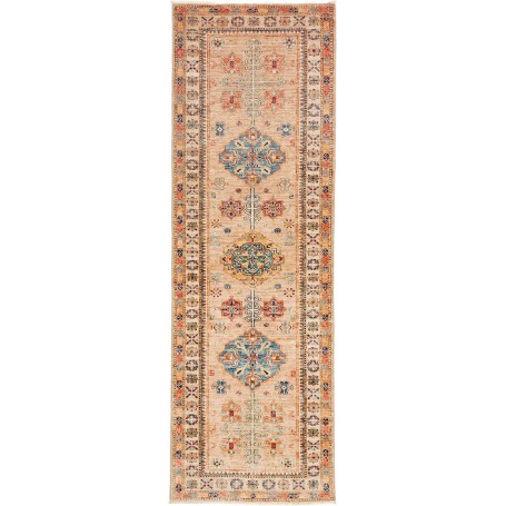 Tappeto Kazak Fine Pakistan Geometrico Beige Blu 80x248 Cm