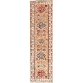 Tappeto Kazak Fine Pakistan Geometrico Beige Rosso 82x297 Cm