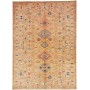 Tappeto Kazak Fine Pakistan Geometrico Oro Zafferano Rosso Blu 149x205 Cm