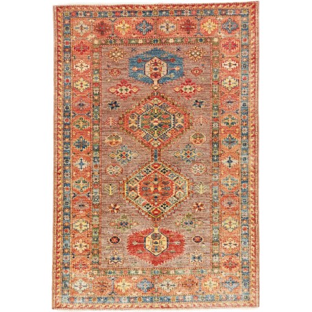 Tappeto Kazak Fine Pakistan Geometrico Marrone Terracotta 124x186 Cm