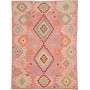 Tappeto Kilim Afghanistan Geometrico Rosa Celeste 152x202 Cm