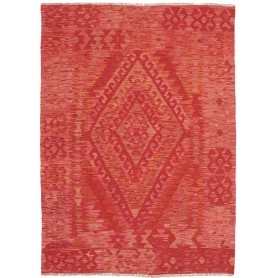 Tappeto Kilim Afghanistan Geometrico Rosso Arancione 128x172 Cm