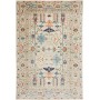 Tappeto Kazak Fine Pakistan Geometrico Verde Acqua Blu Arancio 203x299 Cm