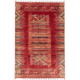 Tappeto Siva Pakistan Geometrico Rosso Beige 100x150 Cm