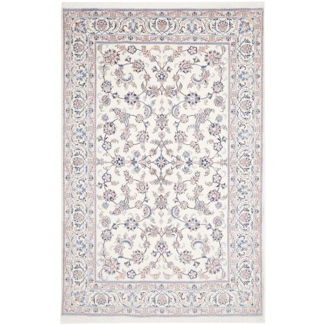 Tappeto Nain Kashmar Persia Floreale Crema Blu Pastello 197x303 Cm