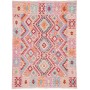 Tappeto Kilim Afghanistan Geometrico Rosa Multicolor 131x175 Cm