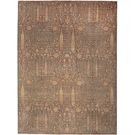 Tappeto Shahi Fine Pakistan Floreale Marrone Scuro Beige Oro 251x335 Cm