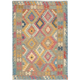 Tappeto Kilim Afghanistan Geometrico Blu Rosa 126x180 Cm