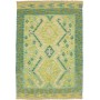 Tappeto Kilim Afghanistan Geometrico Verde Acqua Giallo Beige 102x149 Cm