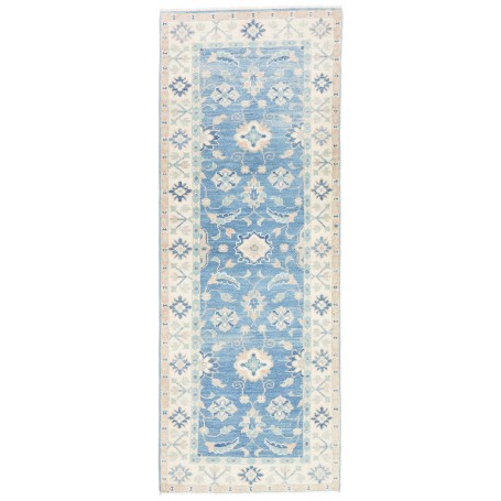 Tappeto Kazak Afghanistan 65x171 Blu Avio Crema