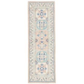 Tappeto Kazak Afghanistan 61x182 Avorio Azzurro
