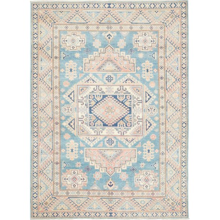 Kazak Afghanistan Geometrico Azzurro Crema 149x208 Cm