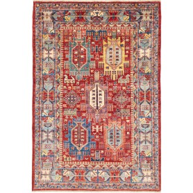 Tribal Pakistan Geometrico Rosso Bordeaux Blu 120x180 cm