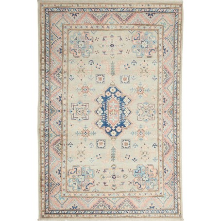 Kazak Afghanistan Geometrico Verde Acqua Rosa 118x177 Cm