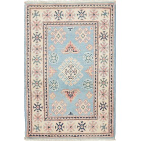 Kazak Afghanistan Geometrico Azzurro Crema 61x94 Cm