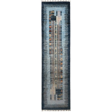 Siva Pakistan Geometrico Blu Nero 75x296 cm