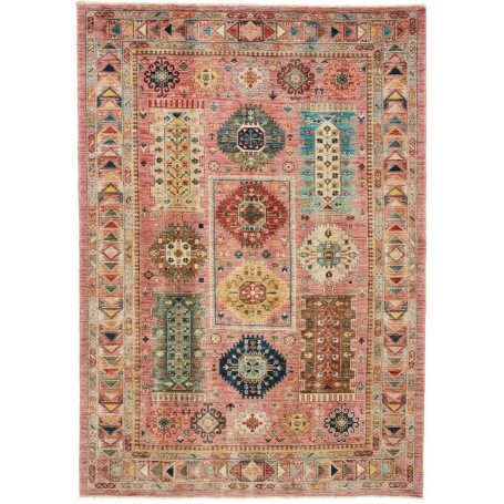 Tribal Pakistan Geometrico Rosa Policromo 171x242 Cm