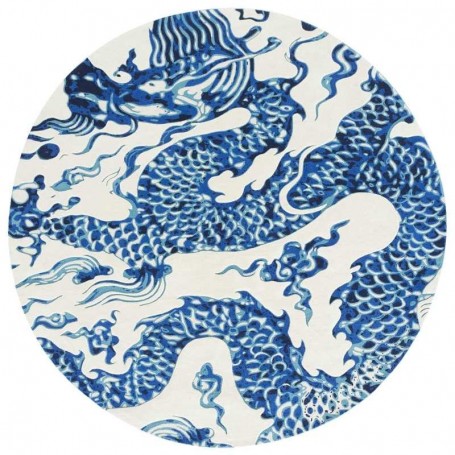 tappeto moderno GAN rug Chain Stitch Blue China White